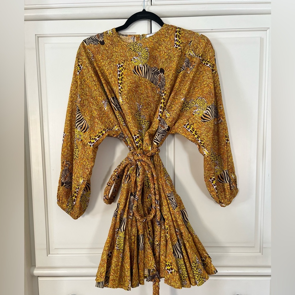 RHODE golden yellow safari mini dress